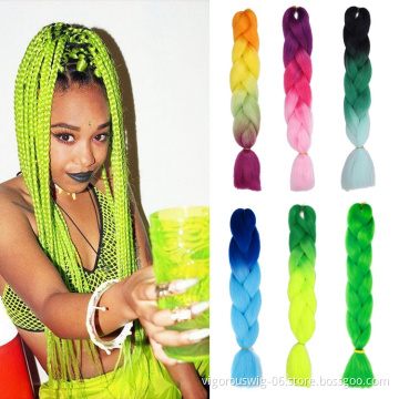 Vigorous wholesale synthetic hair extension high quality ombre braiding hair raw material jumbo braid synthetic braiding hair